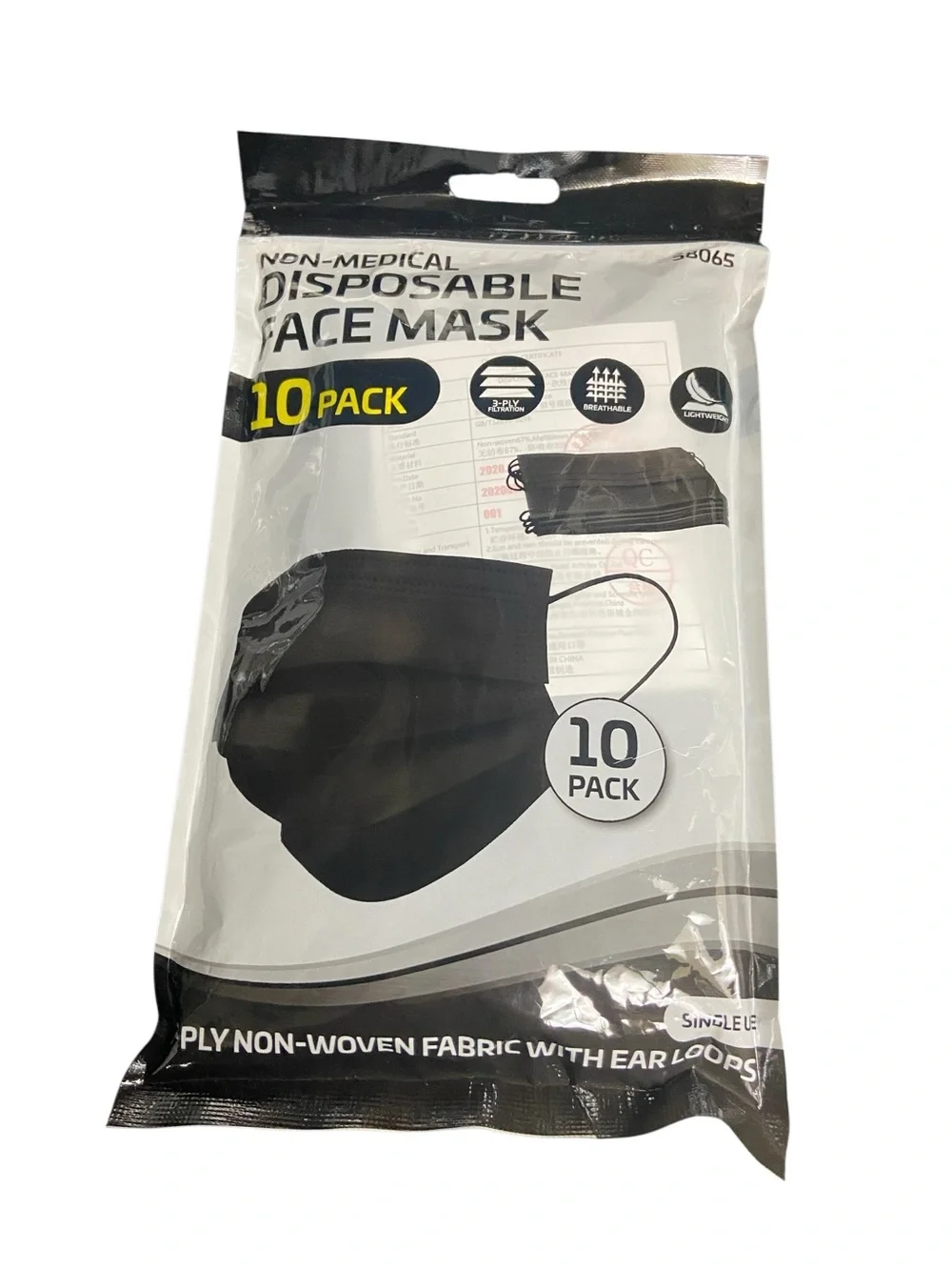 Disposable Face Masks 10-Pack - Black & Blue